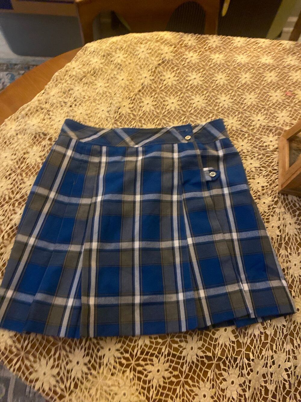 Schoolbelles Blue Plaid Wrap skirt Size 16H